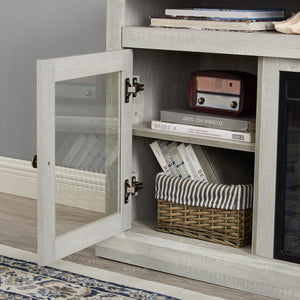 English Elm Contemporary Stone Gray Media Console with Electric Fireplace Insert for Living Rooms W2275S00042