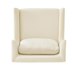 English Elm Modern Velvet Accent Chair Curved Arms Plush Cushion Upholstered Seat for Living Room Beige N763P360686A