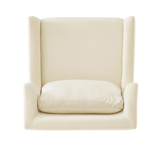 English Elm Modern Velvet Accent Chair Curved Arms Plush Cushion Upholstered Seat for Living Room Beige N763P360686A