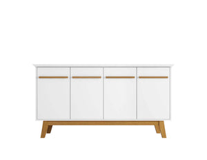 English Elm Yonkers 63" Sideboard White - Midcentury Modern TV Console, Soft-Close Doors, Solid Wood Legs, Durable Storage B365P398254