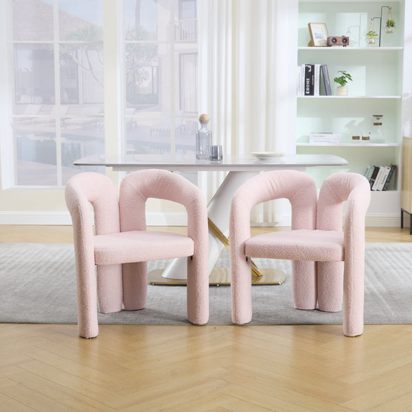 English Elm Contemporary Velvet Upholstered Barrel Accent Chair Set of 2 with Foam Seat, Steel Frame, Plush Upholstery Pink W395P224758