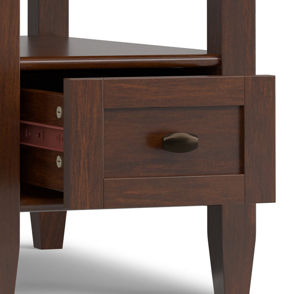 English Elm Warm Shaker Solid Wood Narrow End Table with Drawer and Open Shelf for Small Spaces B136P481648