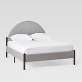 Queen Metal and Upholstered Bed with Arched Headboard Grey GASB5CGY Walker Edison