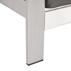 English Elm Christopher Knight Home® - CAPE Coastal Aluminum Outdoor 4-Piece Chat Set with Tempered Glass Table, Ergonomic Comfort and Space-Saving Style khaki,Silver CAPECORAL4PCSS