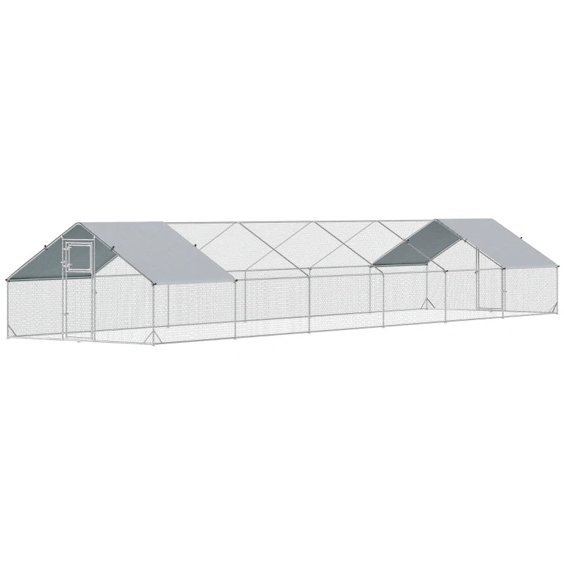 English Elm Large Galvanized Steel Walk-in Poultry Run with Oxford Canopy for Outdoor Flocks T3971S00112