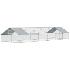 English Elm Large Galvanized Steel Walk-in Poultry Run with Oxford Canopy for Outdoor Flocks T3971S00112