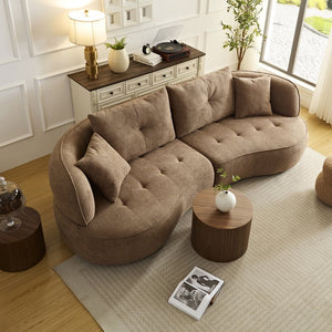 English Elm Wks7c Curved Modular Sofa Solid Wood Frame Fabric Upholstery Seats 4 Living Room Camel W2085S00075