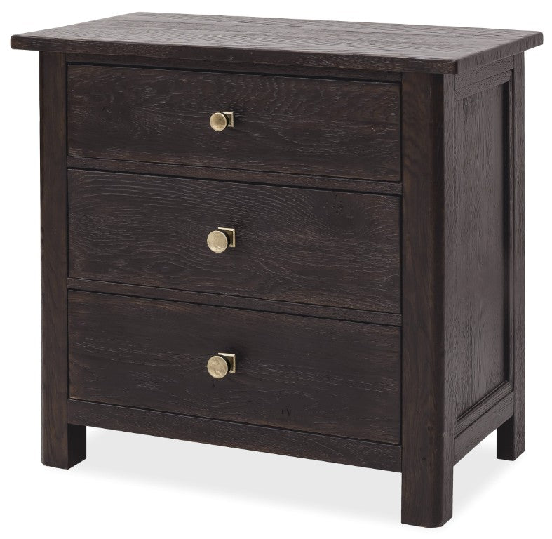 Hooker Furniture Driftwood Three-Drawer Nightstand With Cedar-Lined Drawer, Built-In Usb Charging And Rustic Buckboard Appeal Blacks 6820-90116-99