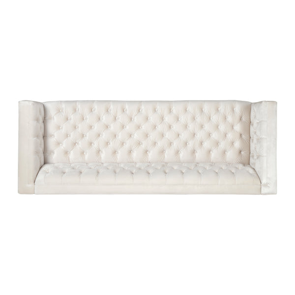 English Elm 3-seater Tufted Upholstered Sofa with Matte Iron Legs for Modern Living Rooms 68263.00A