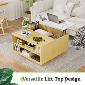 English Elm Lift Top Coffee Table Faux Marble Surface Hydraulic Storage Shelves Modern Home T3773P419176