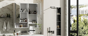 English Elm 29'' Modern Wall Mounted Medicine Cabinet with Mirror, Spacious Adjustable Shelves, Towel Bar and Durable MDF Finish White N710P209440K
