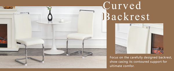 English Elm Luxury Plush Dining Chair with Silver Metal Bow Legs, Granular Velvet Comfort and Anti-Slip Feet White+Silver 29 L x 18.9 W x 18 H W1512P385583