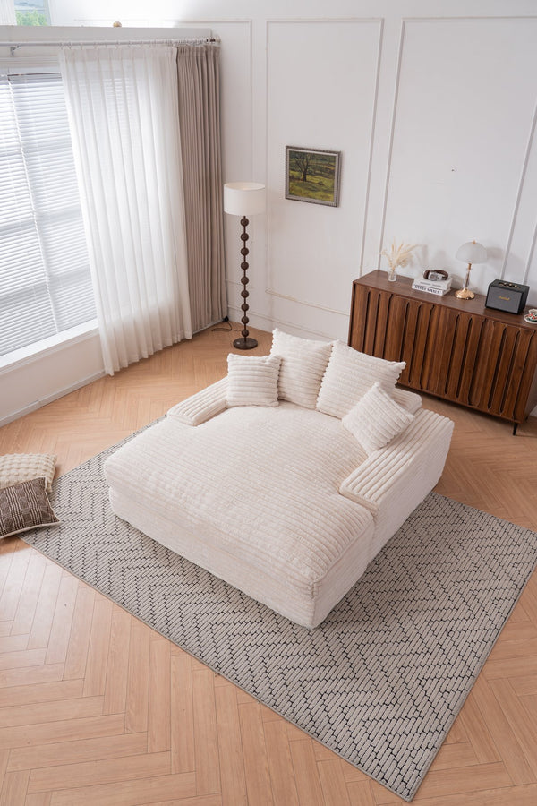 English Elm 028-oversized Corduroy Chaise Sleeper Sofa with Foam Support for Apartments W527P412860