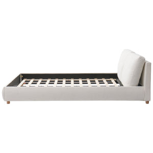 English Elm Christopher Knight Home® - Queen Size Upholstered Platform Bed In White Boucle Fabric With Adjustable Pillow Headboard Style N757Q246141W-1