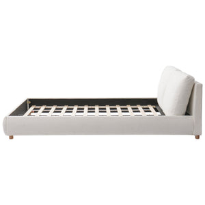 English Elm Queen Boucle Upholstered Platform Bed Low Profile Frame with Pillow Headboard N757P331587W