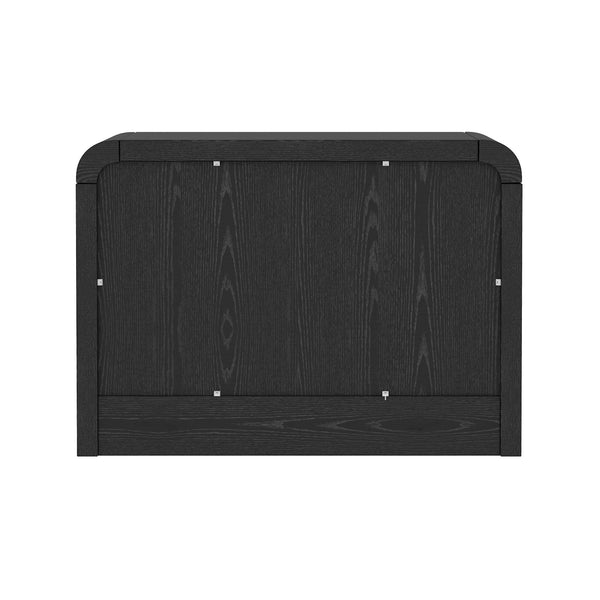 English Elm Grace 28" Nightstand Black — Modern MDF & Solid Wood 2-Drawer Bedside Table with Glam Metal Handles B365P400010