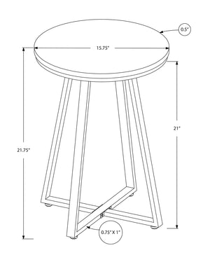 English Elm Accent Table - Modern Grey Laminate Round End Table With Black Metal Base For Stylish Spaces B2710P218976