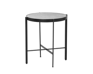 Sunpan WILLEM End Table - Stylish White Carrara Marble Top with Sleek Black Metal Frame for Modern Living 104133