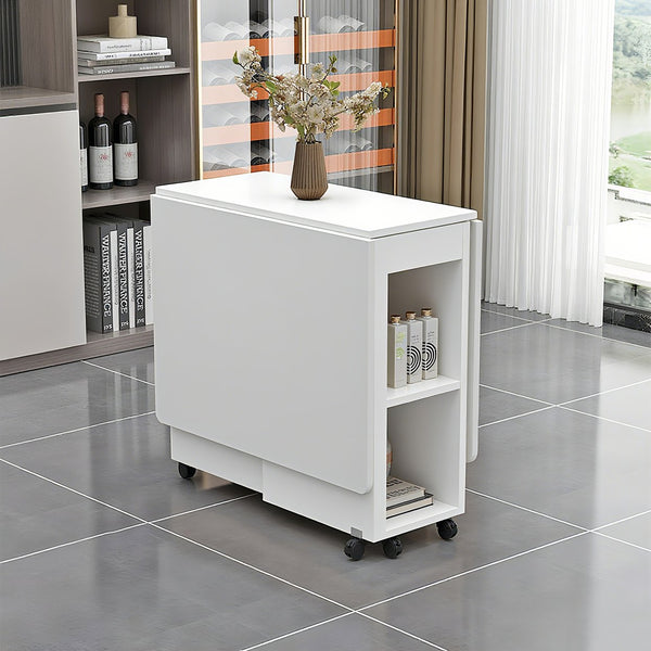 English Elm Folding Drop Leaf Dining Table Set for 4 with Storage, 4 Chairs, Foldable Space-Saving MDF Table W3101P346287