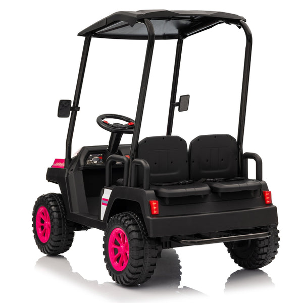 English Elm 24v Kids Electric Ride on Truck Four Seat All Wheel Drive Spring Suspension Sunshade Pink W1578P381257