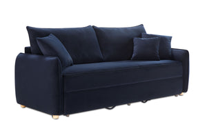 English Elm Irina Blue Velvet Sleeper Sectional Sofa with Storage & Full-Size Pull-Out Bed, Plush Foam Comfort B2726P250943
