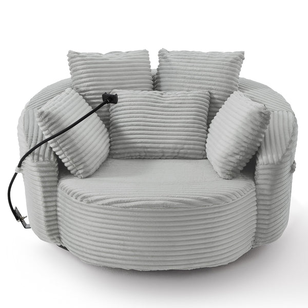 English Elm Swivel Barrel Accent Chair Chenille Tufted Round Club Seat for Living Room Lounge Light Grey N719S002320R