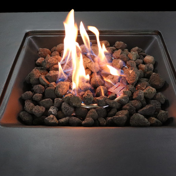 English Elm 24'' Square Fiber Concrete Propane Fire Pit Modern Architectural Patio Statement B120P198799