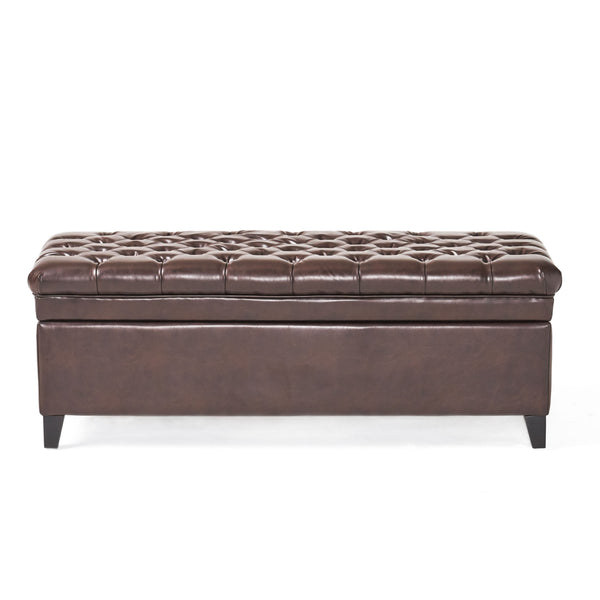 English Elm Christopher Knight Home® - Juliana Storage Ottoman - Elegant Tufted Faux Leather Bench With Hidden Storage For Your Home 57741.00BRN