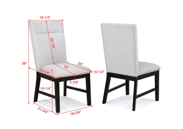 English Elm 2pc Upholstered Dining Chairs in Soft Neutral Fabric with Dark Wood Legs — Elegant Supportive Seating Black,Light Gray 20.5 L x 40 W x 15 H B2741P370412