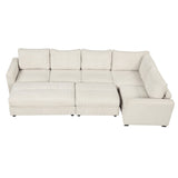 English Elm 121.3" Sectional Couch Sofa Bed Modular Sofa With Two Movable Ottomans For Living Room (Old Sku:N719S001640A), Beige