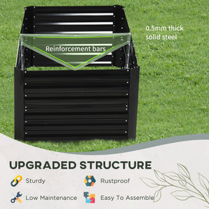English Elm Outsunny Tall Galvanized Steel Raised Garden Bed with Reinforced Walls for Deep Root Growth W2225P200485
