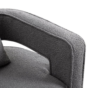 English Elm 29.13"w Boucle Swivel Accent Chair Open Back 360 Rotation Modern Lounge Seating Gray W3188P417878