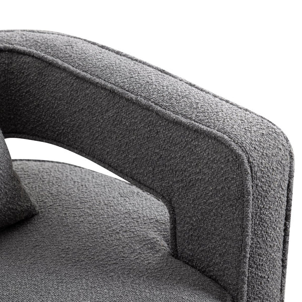 English Elm 29.13"w Boucle Swivel Accent Chair Open Back 360 Rotation Modern Lounge Seating Gray W3188P417878