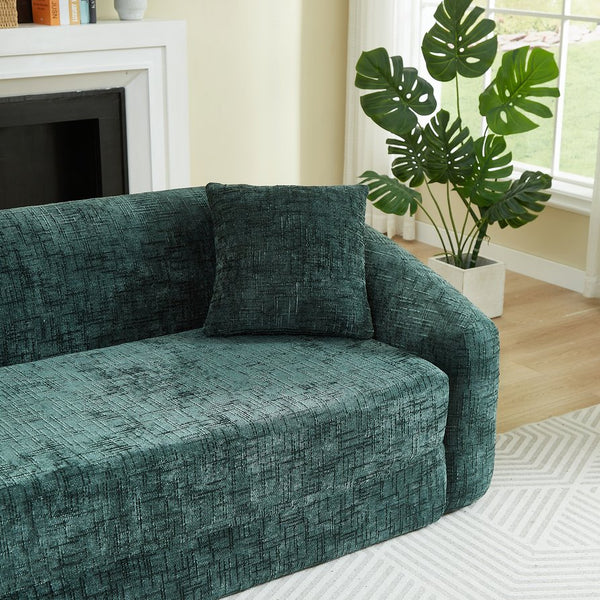English Elm 87-inch Curved Chenille Convertible Sofa Sleeper with Pull-out Base for Apartment Living W3505P465317