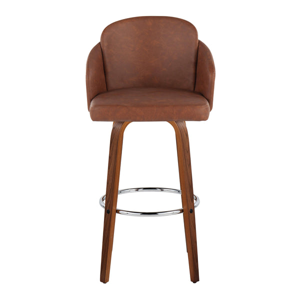 English Elm Fixed-height Mid-century Barstools with Walnut Legs and Grey Upholstered Seats Set Camel B202S01902