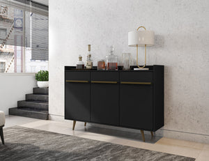 English Elm Bradley 54" Sideboard with Soft-Close Doors, Dip-Style Top, Concealed Shelves for Media Storage Black B365P398258