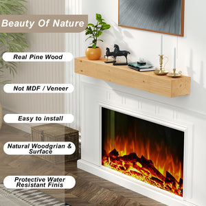 English Elm Fireplace Mantel, 48" Handcrafted Solid Pine Floating Shelf With Rustic Charm & Easy Installation T3210P391507