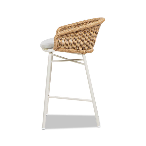 English Elm Jennifer Taylor Home - Santorini 28" Wicker Back Bar Stool Set Of 2 - Wheat Beige, Weather-Resistant, Stylish Comfort B2719P308009