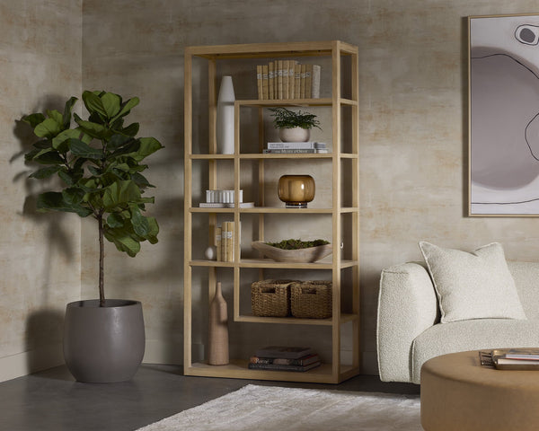 Sunpan Arlo Ottoman - Stylish Faux Leather Design with Comfortable Foam Cushion and Protective Glides Black, Milliken Cognac