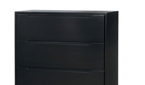 English Elm Black Mid-Century Chest 34"W x17"D x48"H – 4-Drawer Recessed Pulls, Tapered Legs, Sleek Modern Storage B2741P367988