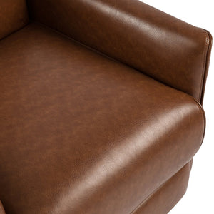 English Elm Christopher Knight Home® - PU Push recliner chair Cognac PU Upholstered Small Recliner with Rubber Wood Legs, Compact Comfort Retreat N771P210116W