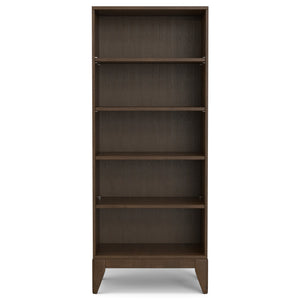 English Elm Harper Mid-Century 5-Shelf Bookcase in Walnut Brown – Solid Rubberwood, 4 Adjustable Shelves, 66" B136P238604