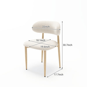 English Elm Dining Chair Set with Wood Grain Metal Frame Upholstered Seat Modern Farmhouse Kitchen Cream W3316P449683