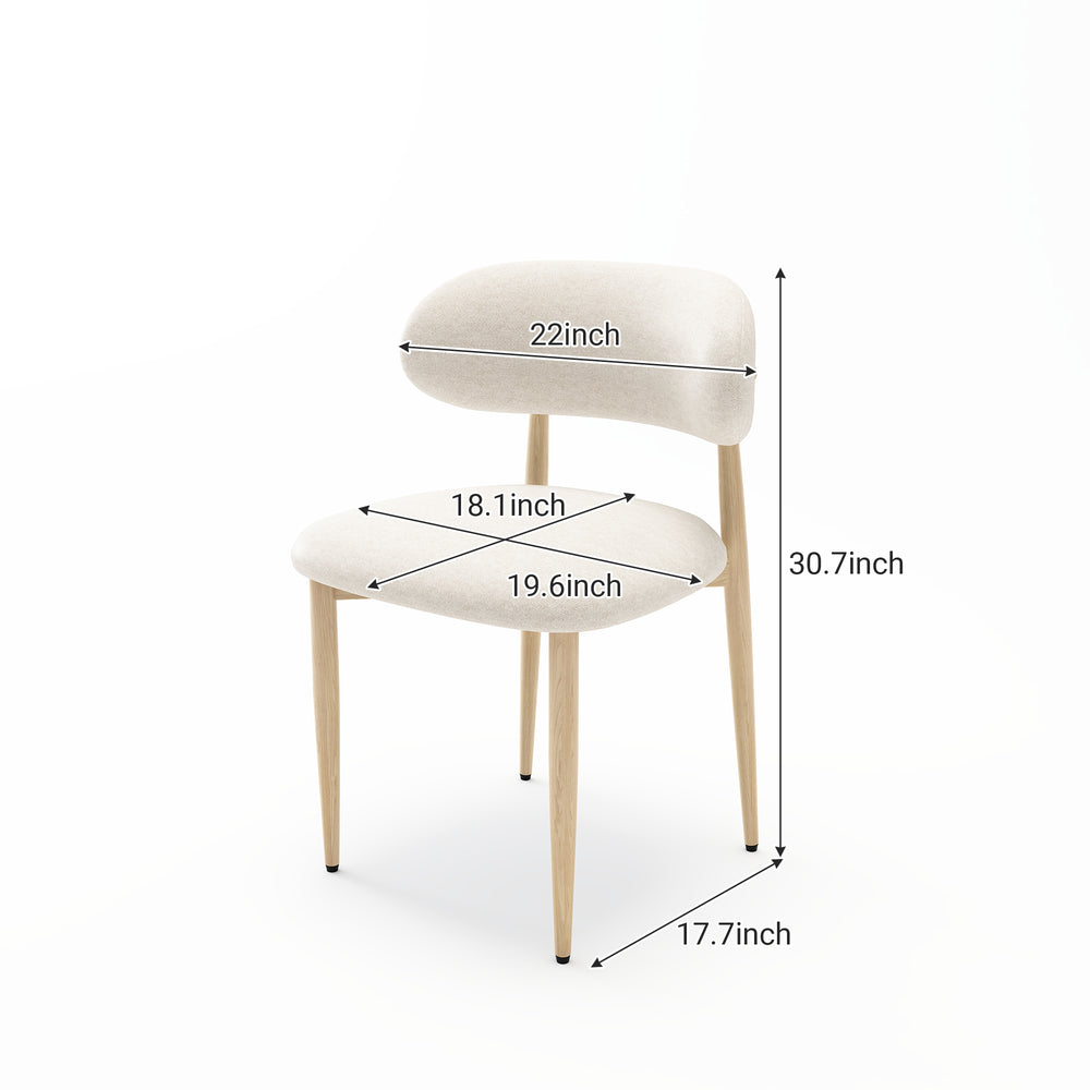 English Elm Dining Chair Set with Wood Grain Metal Frame Upholstered Seat Modern Farmhouse Kitchen Cream W3316P449682