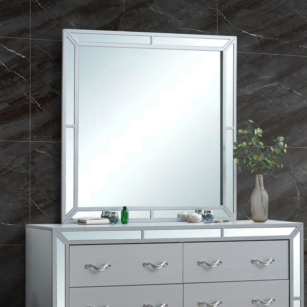 English Elm Murry Square Wall Mirror with Silver Mirrored Trim for Modern Bedroom Decor B078P473030