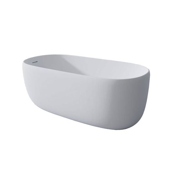 English Elm 51'' Stone Resin Freestanding Soaking Tub Matte White Spa Bath with Drain W2753P191225