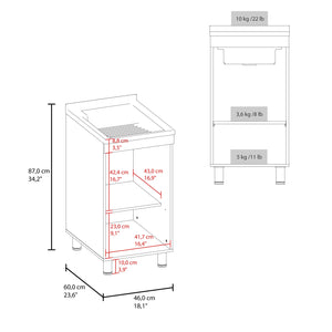 English Elm Mylo Freestanding Utility Cabinet with Open Shelf Concealed Door White Finish B097S00267