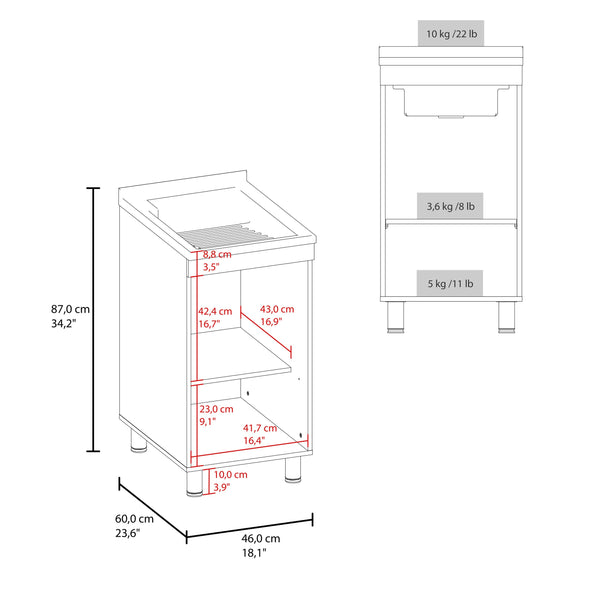 English Elm Mylo Freestanding Utility Cabinet with Open Shelf Concealed Door White Finish B097S00267