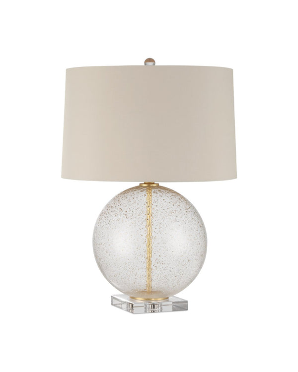 Currey & Company Zebulon Round Table Lamp - Stunning Orb-shaped Design With Gold Flecks & Crystal Base For Elegance Clear Glass ,Optic Crystal ,Meta 6000-1007-currey-company