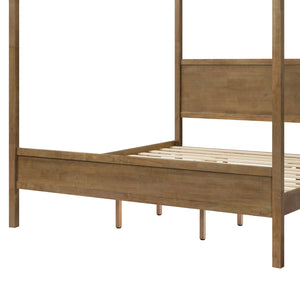 English Elm King Four Post Canopy Bed Solid Rubberwood Antique Oak Finish Farmhouse Bedroom N758K083839N